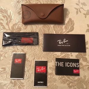 Ray-Ban glasses case, cloth and labels